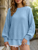 Solid color chiffon patchwork hem lantern sleeve top_CWTTL01119