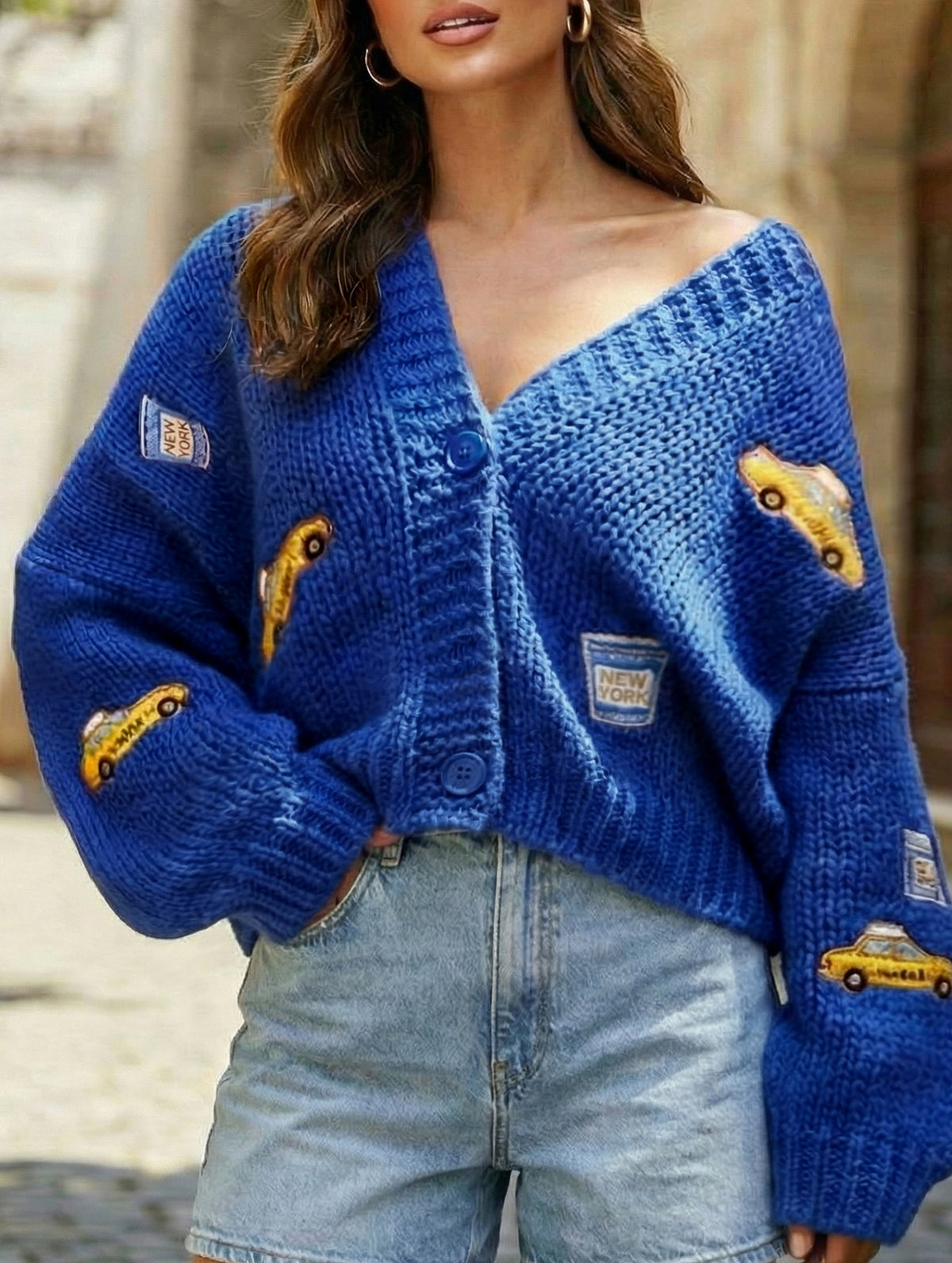 Fashionable patterned knitted cardigan short jacket_CWTTL01120