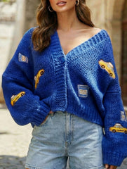 Fashionable patterned knitted cardigan short jacket_CWTTL01120