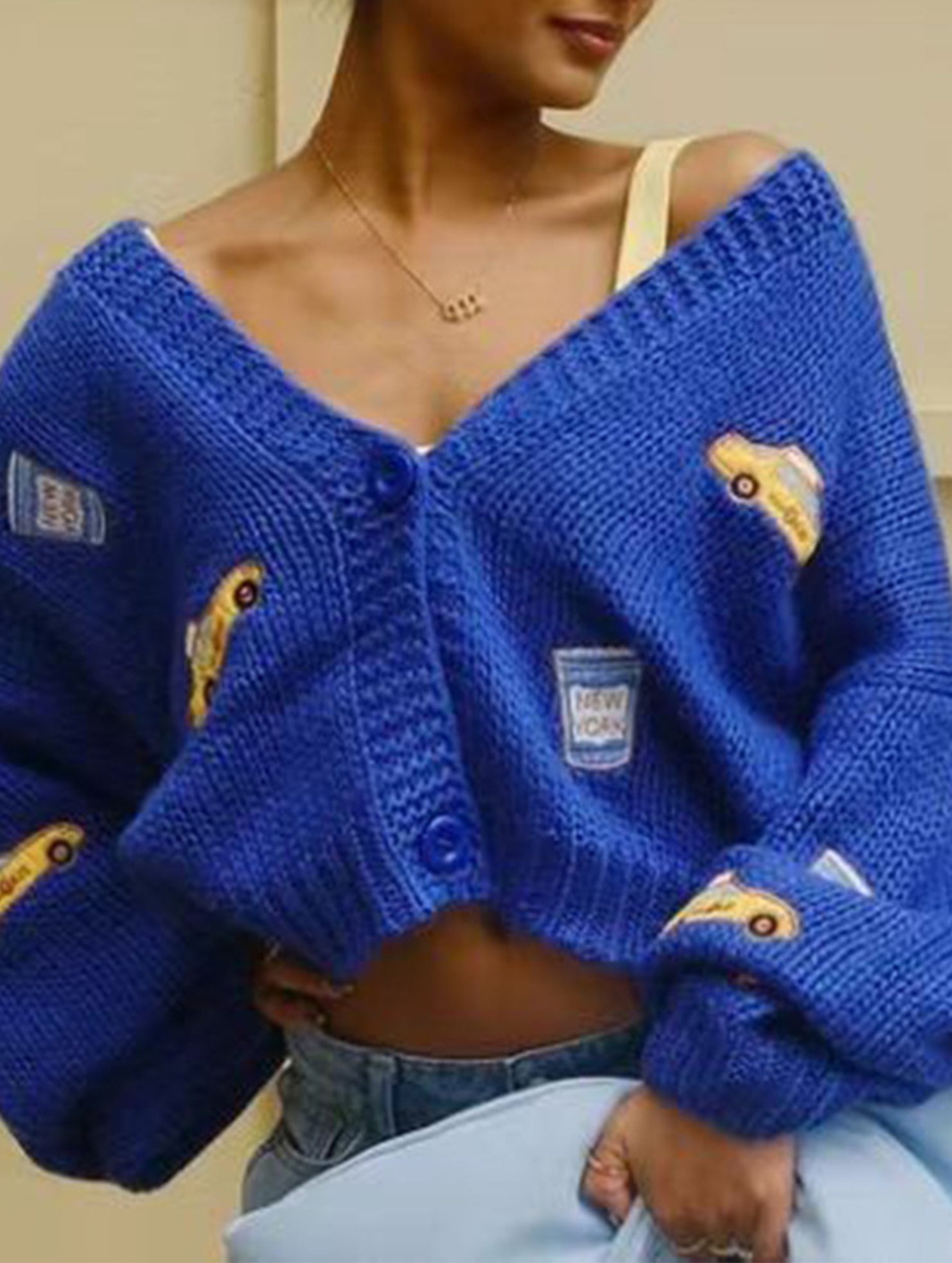 Fashionable patterned knitted cardigan short jacket_CWTTL01120