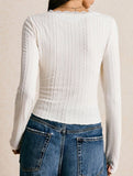 Lace V Neck Long Sleeve Slim T Shirt_CWTTL01122