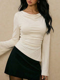 Solid Color Stretch Long Sleeve T Shirt_CWTTL01123