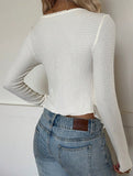 Ruffle Trim Slim Fit Short Sleeve Top_CWTTL01145