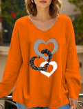 Solid V Neck Long Sleeve Loose T Shirt_CWTTL01151