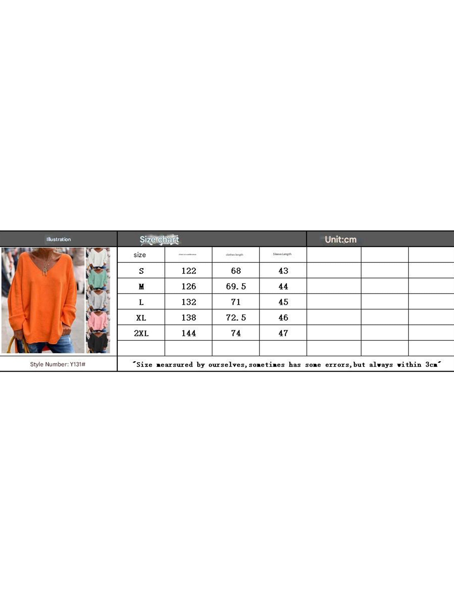 Solid V Neck Long Sleeve Loose T Shirt_CWTTL01151
