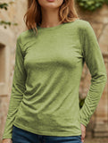 Solid Crew Neck Loose Long Sleeve T Shirt_CWTTL01153