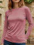 Solid Crew Neck Loose Long Sleeve T Shirt_CWTTL01153