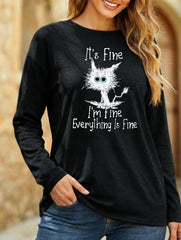 Loose Crew Neck Printed Long Sleeve T Shirt