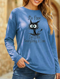 Loose Crew Neck Printed Long Sleeve T Shirt