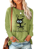 Loose Crew Neck Printed Long Sleeve T Shirt