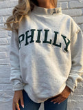 Embroidered Letter Mock Neck Sweatshirt