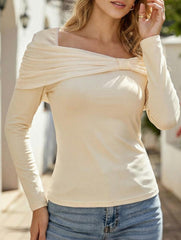 Solid Slim Fit Long Sleeve Soft Top