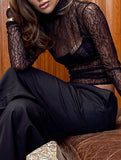 Sheer Lace Black T Shirt Top