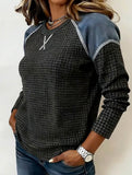 Vintage Black Waffle Knit Crewneck Sweatshirt