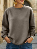 Solid Color Loose Crewneck Pullover Sweatshirt