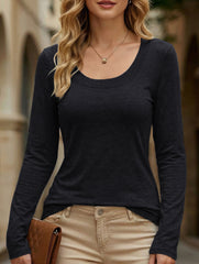 Lyocell Wide Neck Slim Base Layer Top