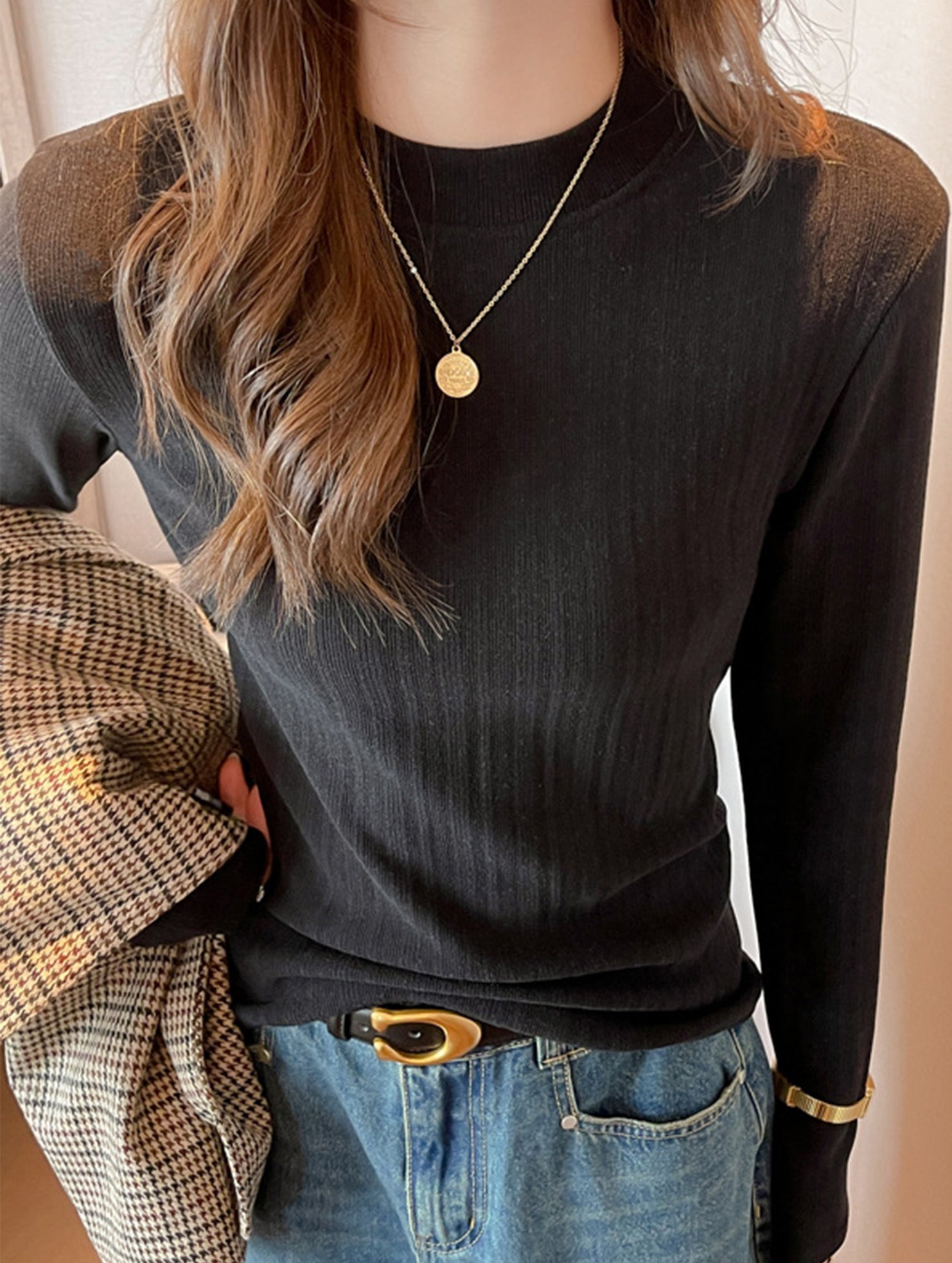 Thermal Mock Neck Slim Fit Long Sleeve Top