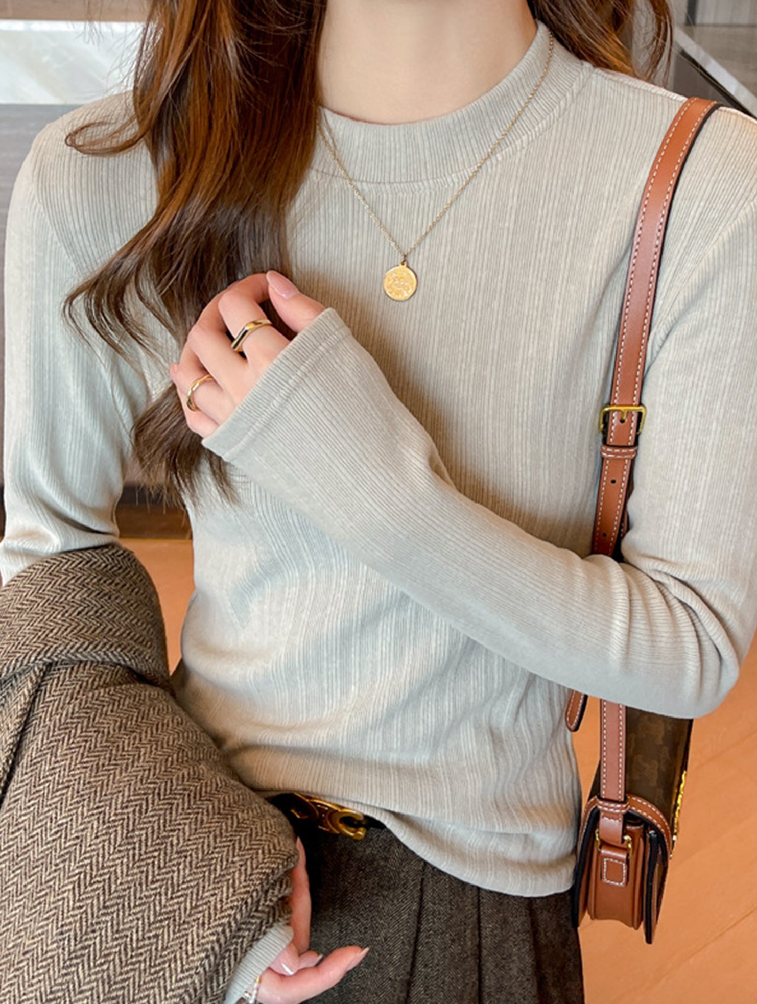 Thermal Mock Neck Slim Fit Long Sleeve Top