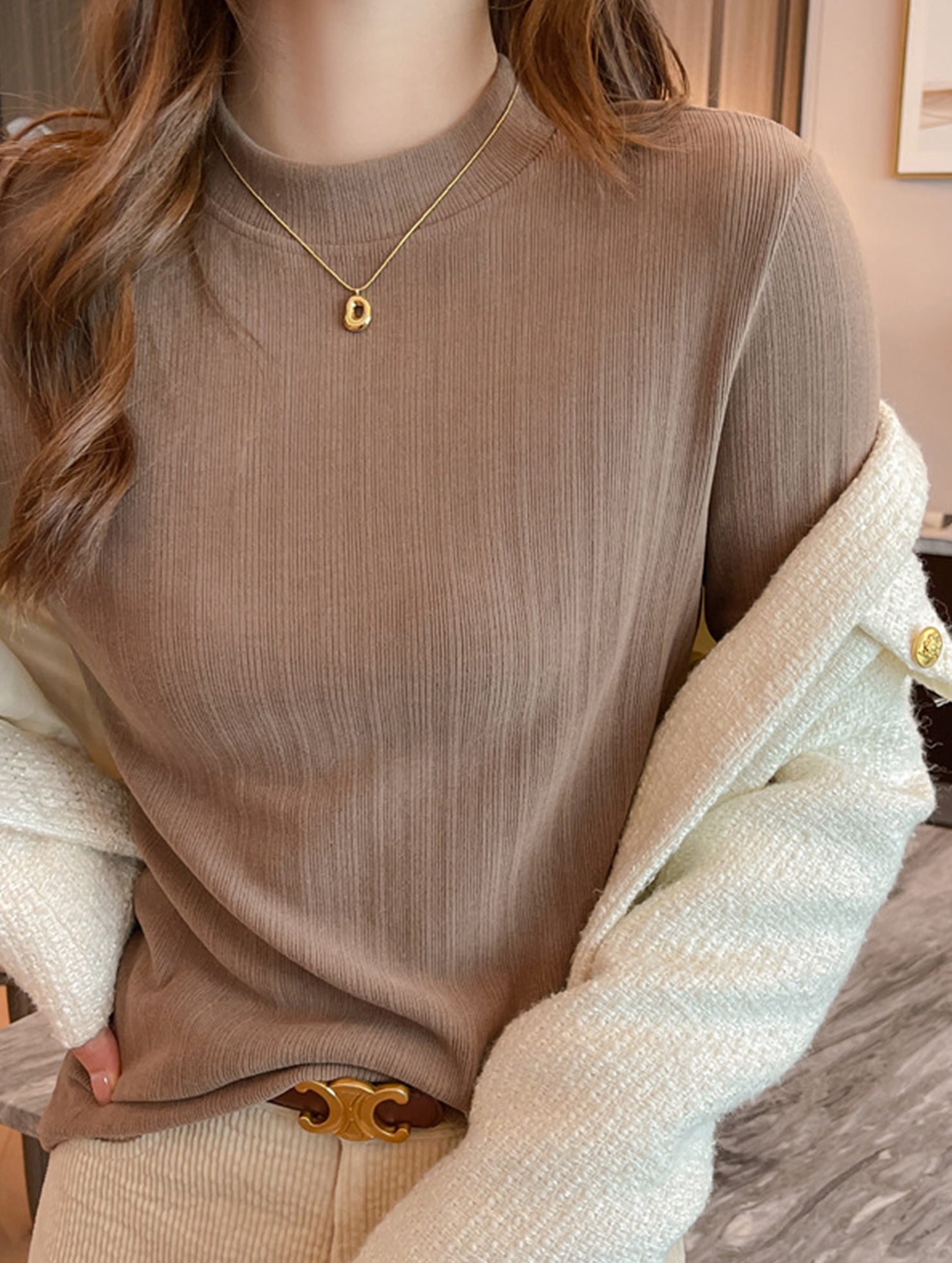 Thermal Mock Neck Slim Fit Long Sleeve Top
