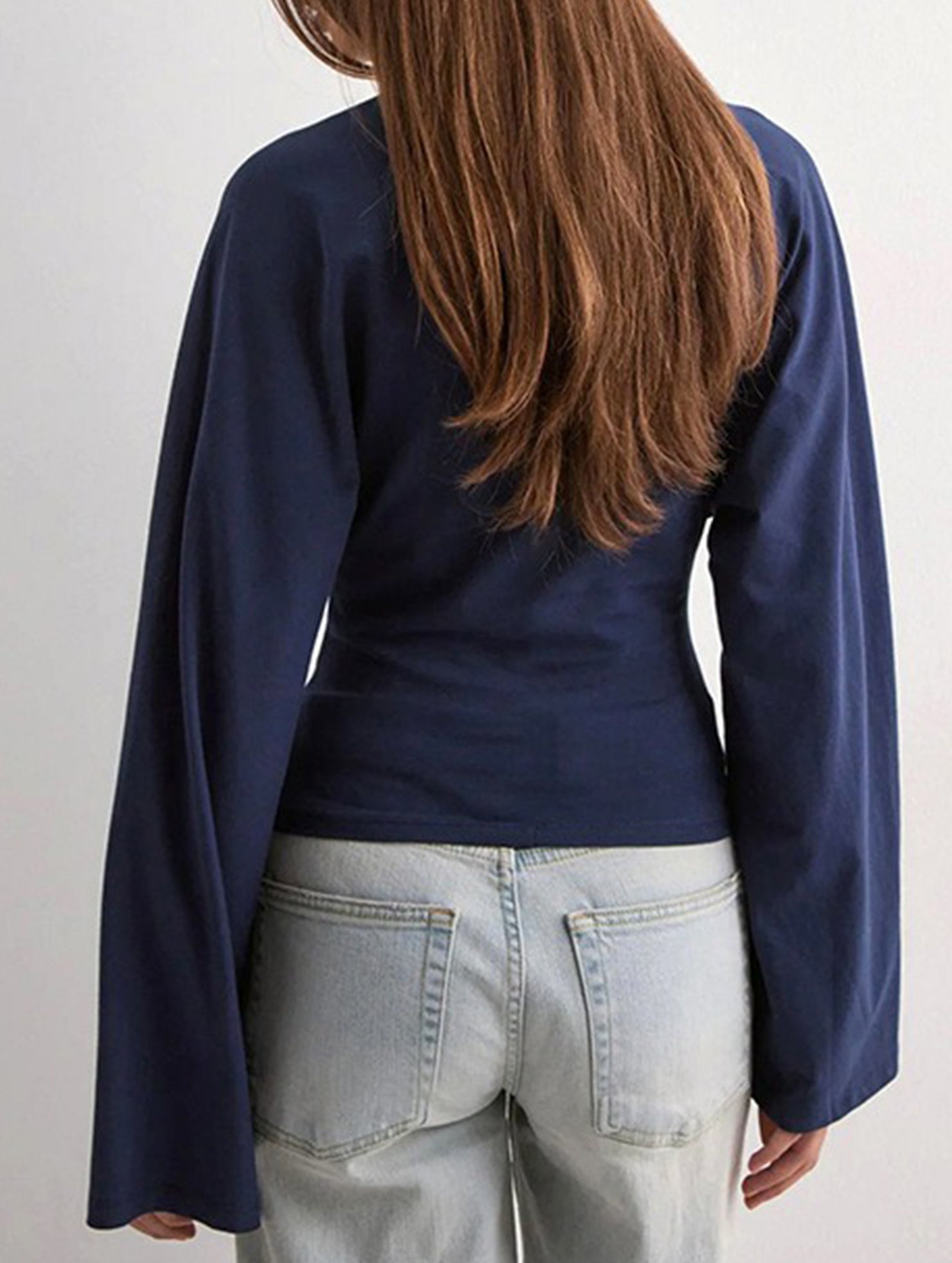 Solid Crewneck Fitted Long Sleeve Top