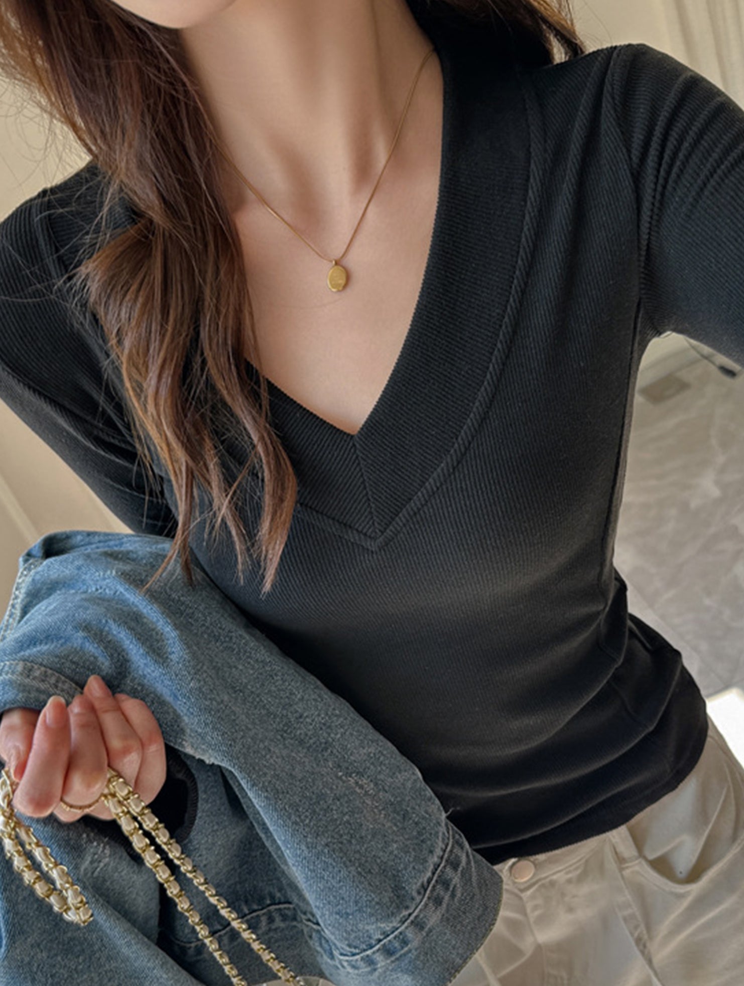 V Neck Thermal Base Top Slim Fit