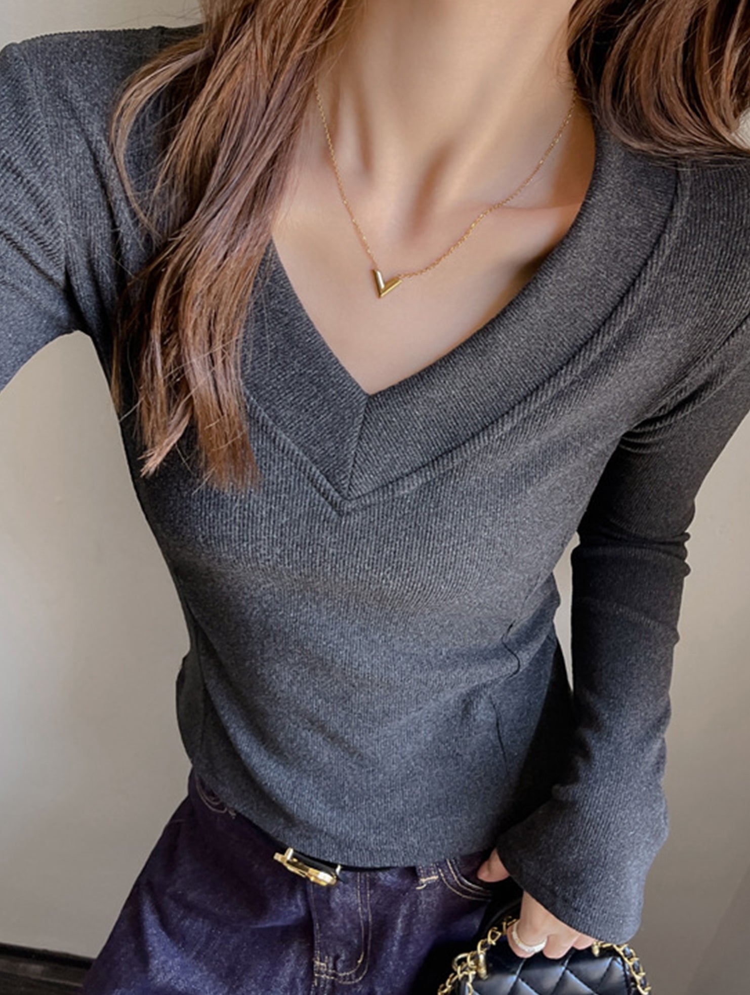 V Neck Thermal Base Top Slim Fit