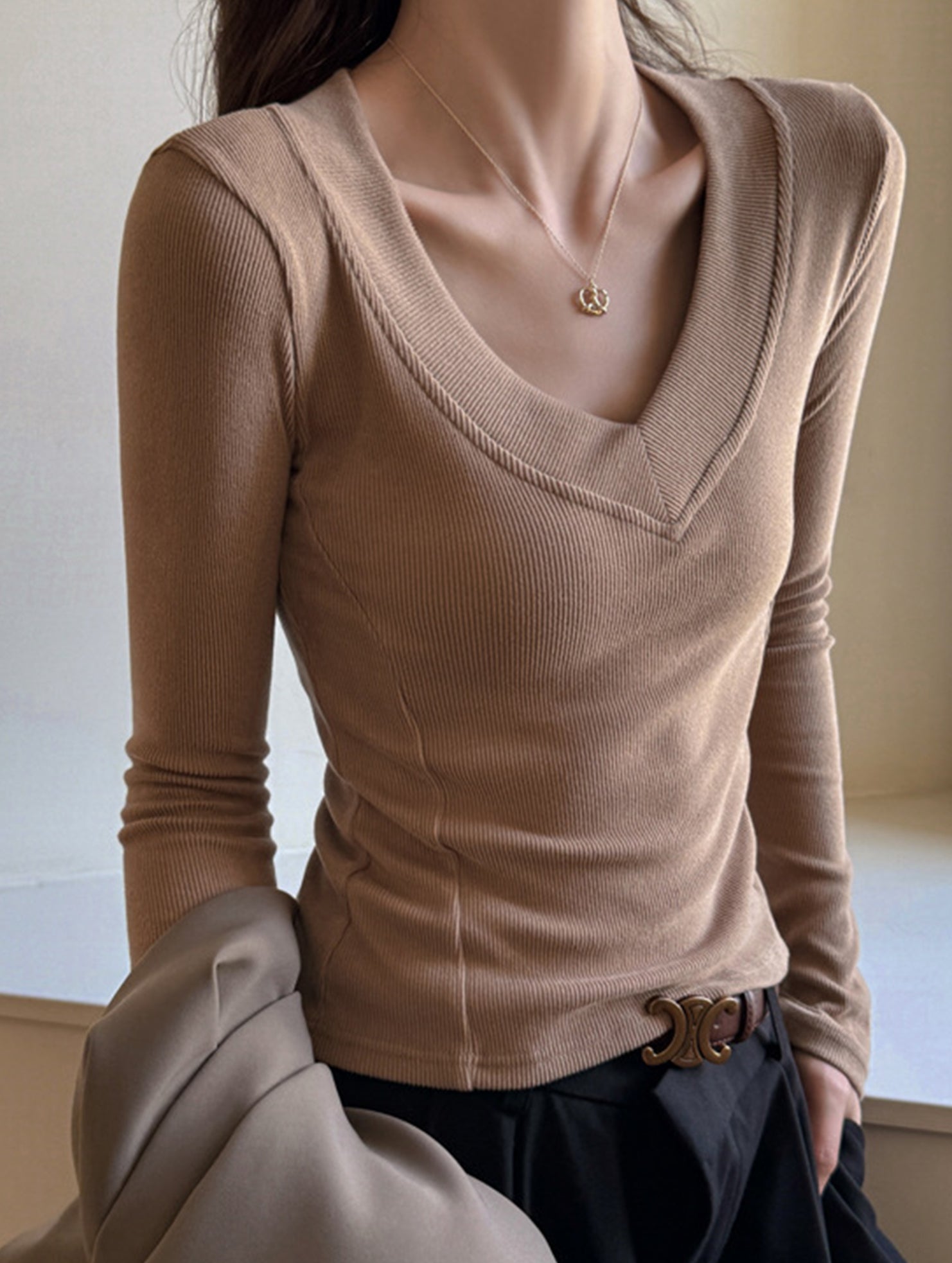 V Neck Thermal Base Top Slim Fit