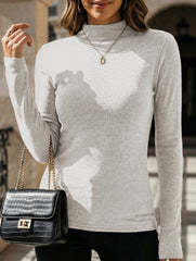 Mock Neck Faux Cashmere Slim Top_CWTTL01194