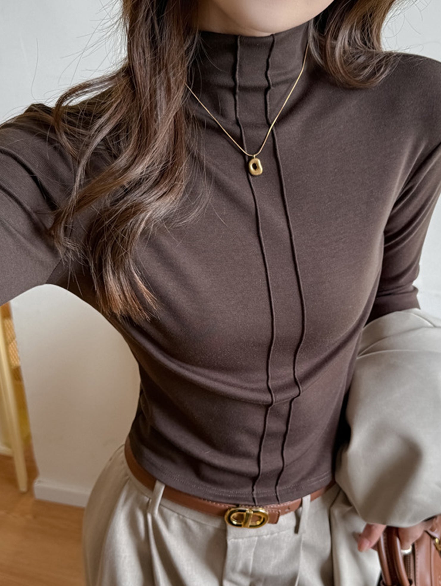 Tencel Lyocell Mock Neck Base Top