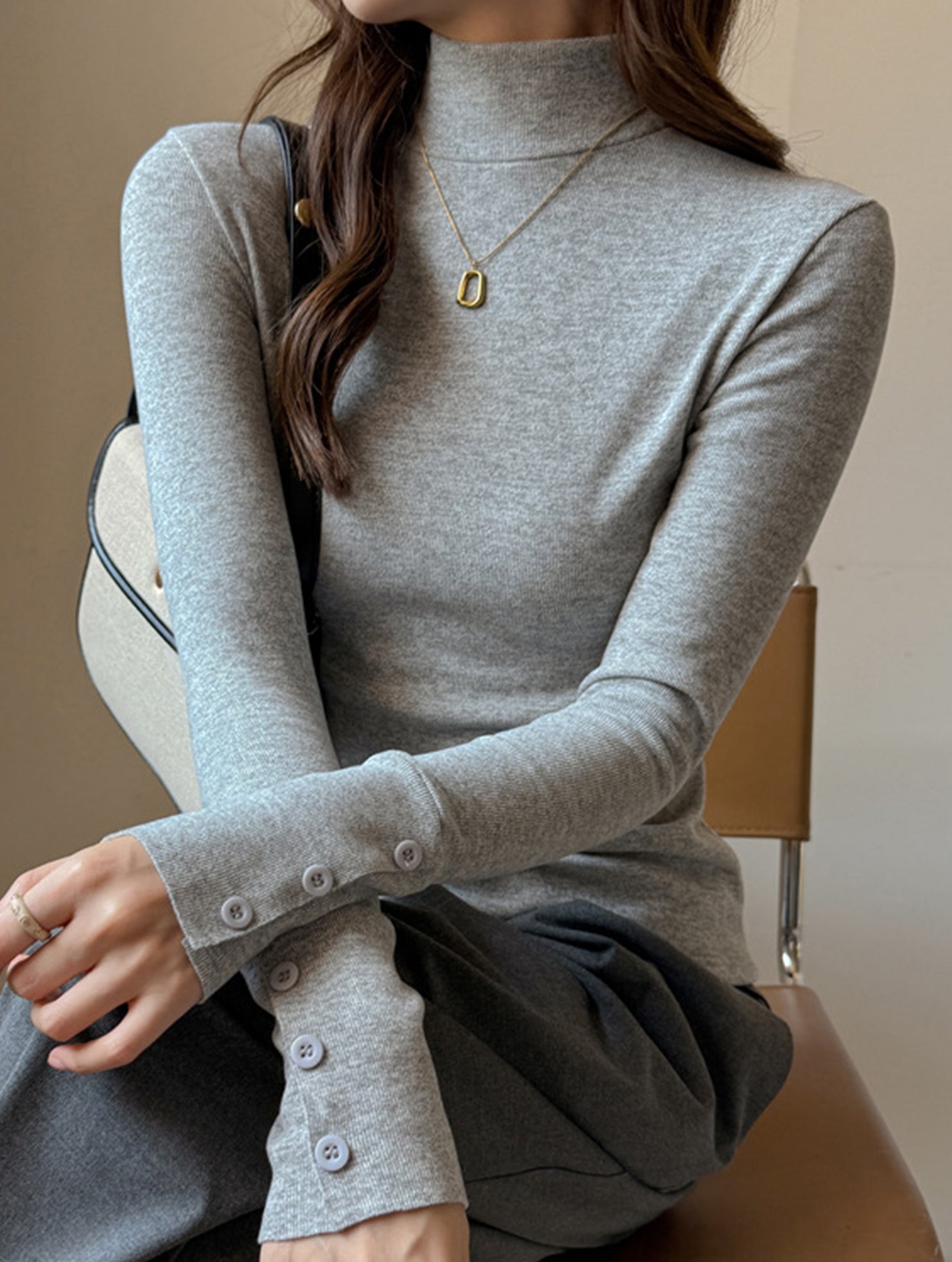 Faux Cashmere Warm Mock Neck Top