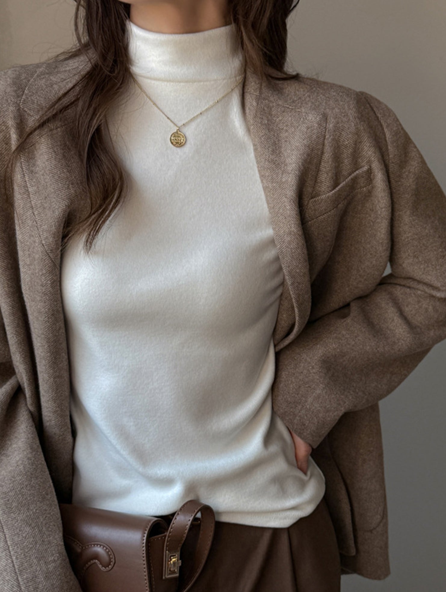 Faux Cashmere Warm Mock Neck Top