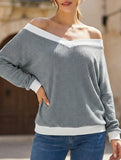 V Neck Cold Shoulder Knit Top_CWTTL01207