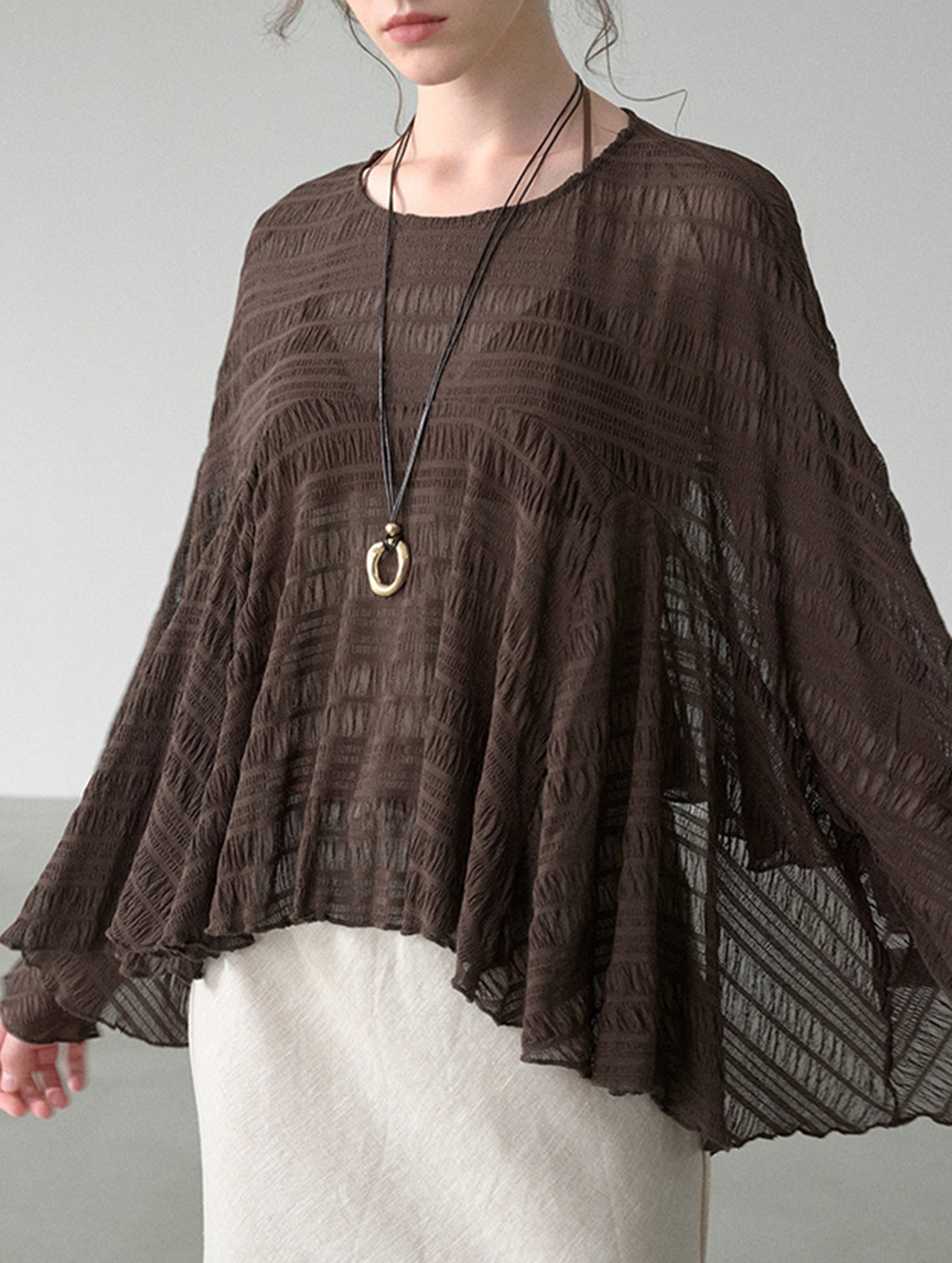 Cutout Batwing Sleeve Sheer Vintage Blouse_CWTTL01208