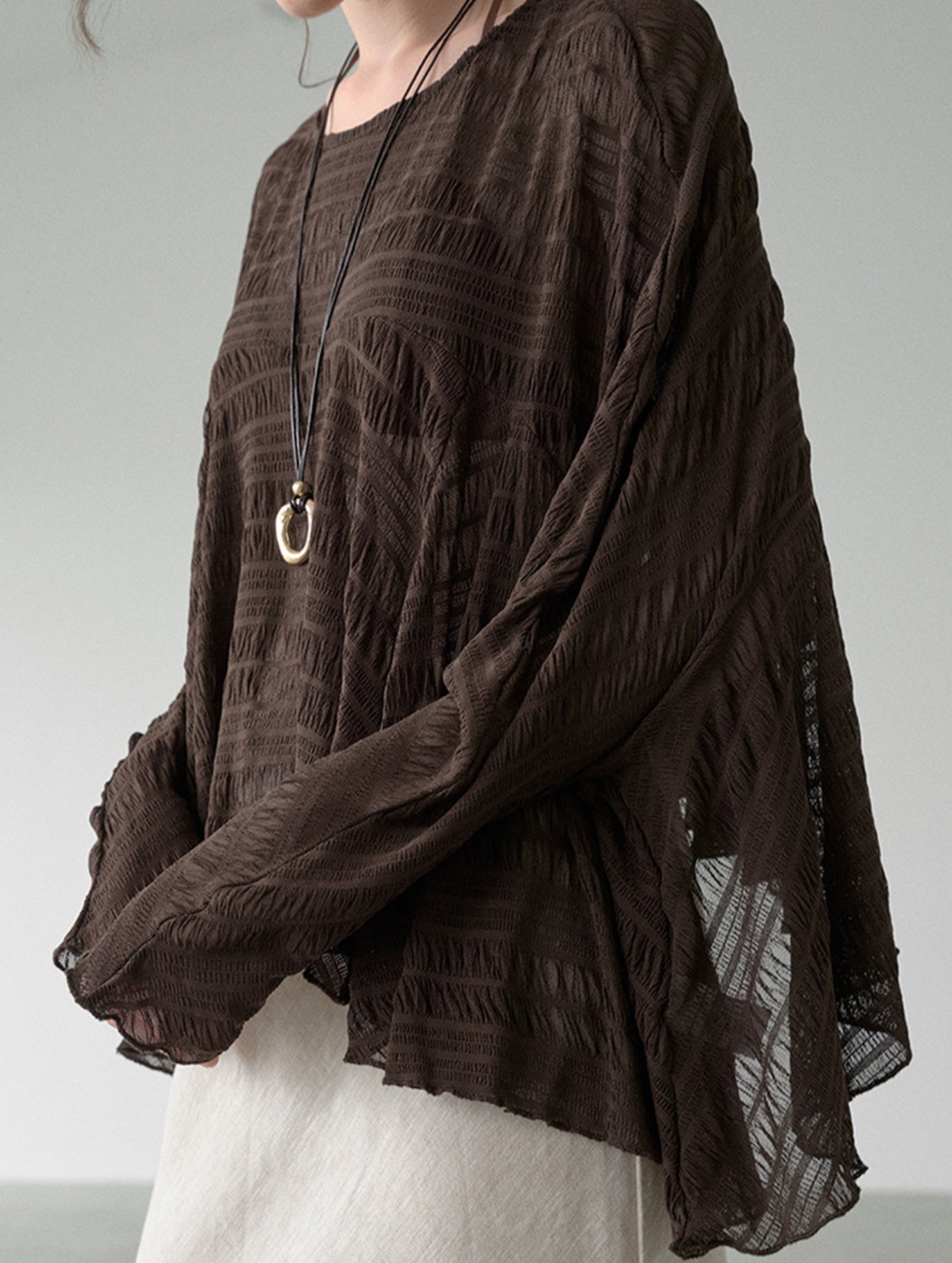 Cutout Batwing Sleeve Sheer Vintage Blouse_CWTTL01208