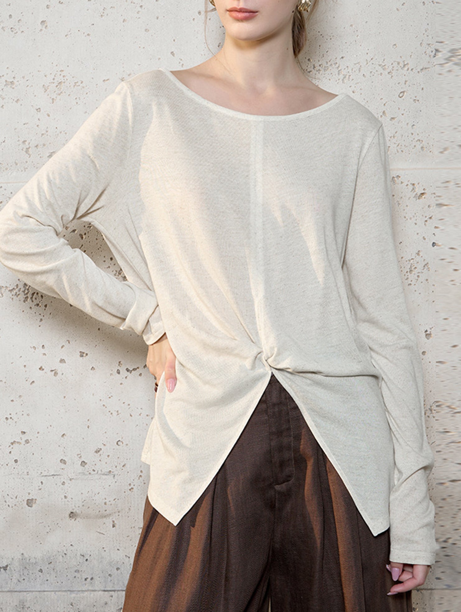 Tencel Linen Sun Protection Long Sleeve Top_CWTTL01211