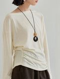 Silk Off Shoulder Long Sleeve Knit Top_CWTTL01212