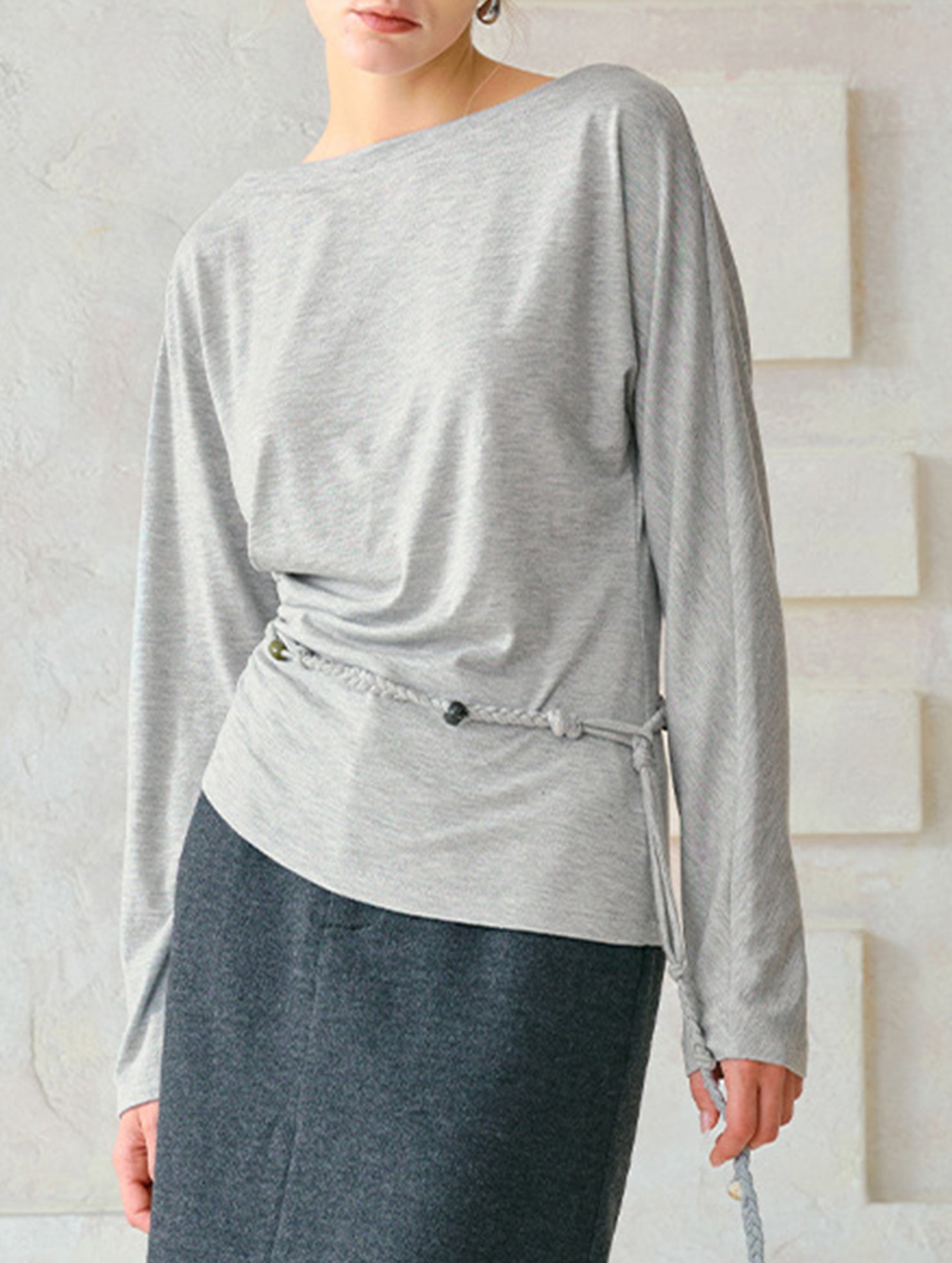 Silk Off Shoulder Long Sleeve Knit Top_CWTTL01212