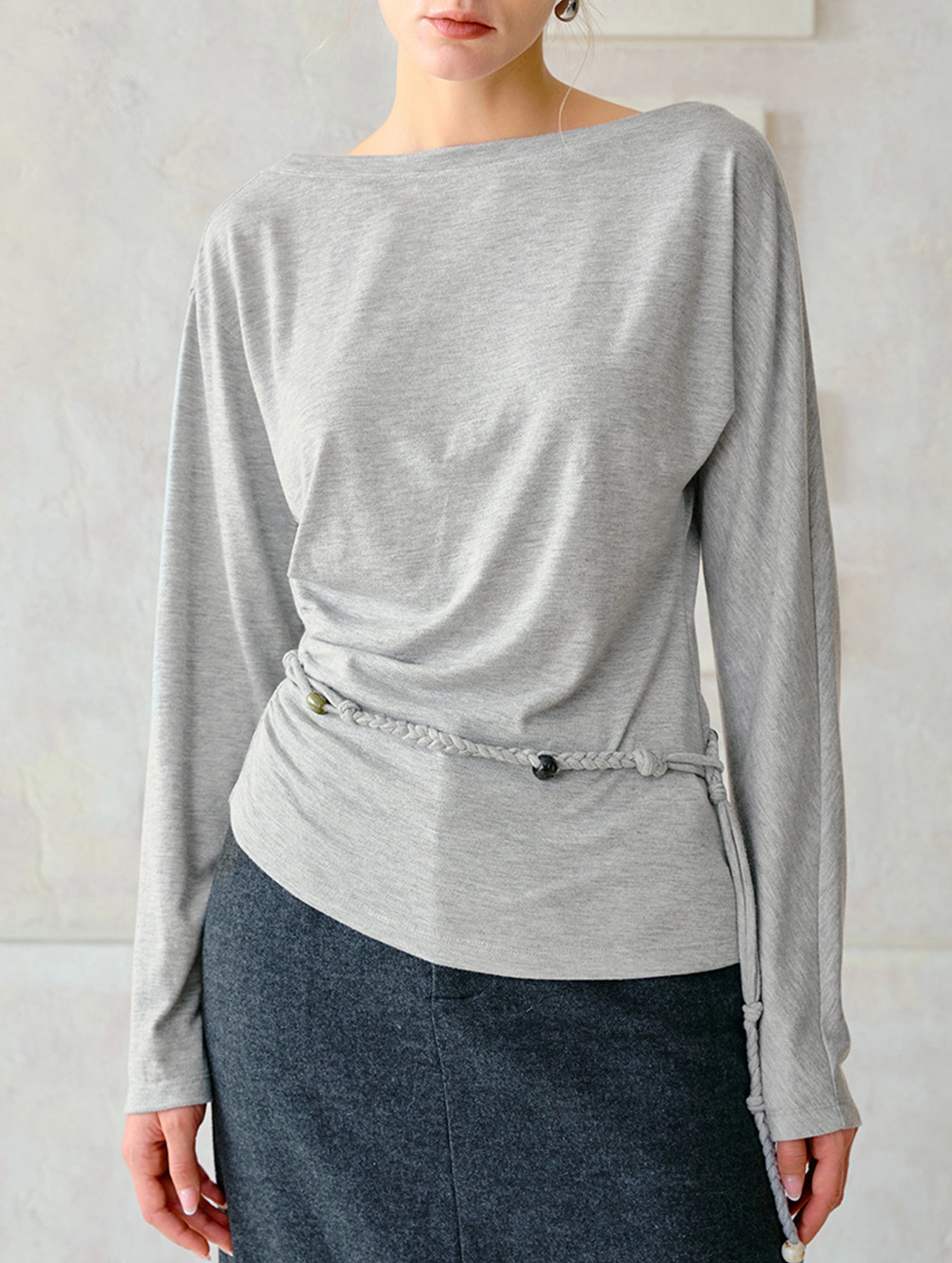 Silk Off Shoulder Long Sleeve Knit Top_CWTTL01212