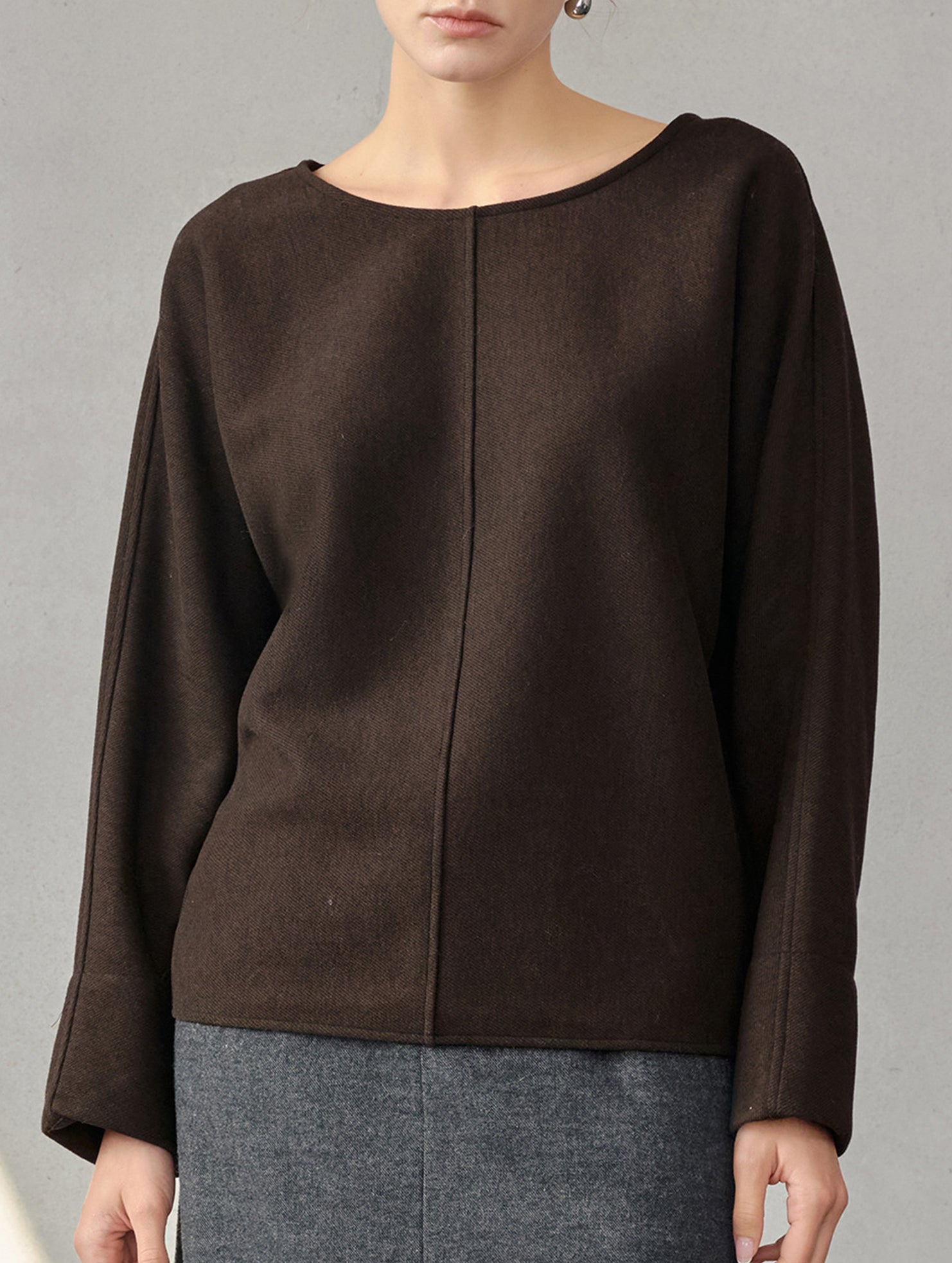 Crew Neck Loose Fit Long Sleeve Sweatshirt_CWTTL01215