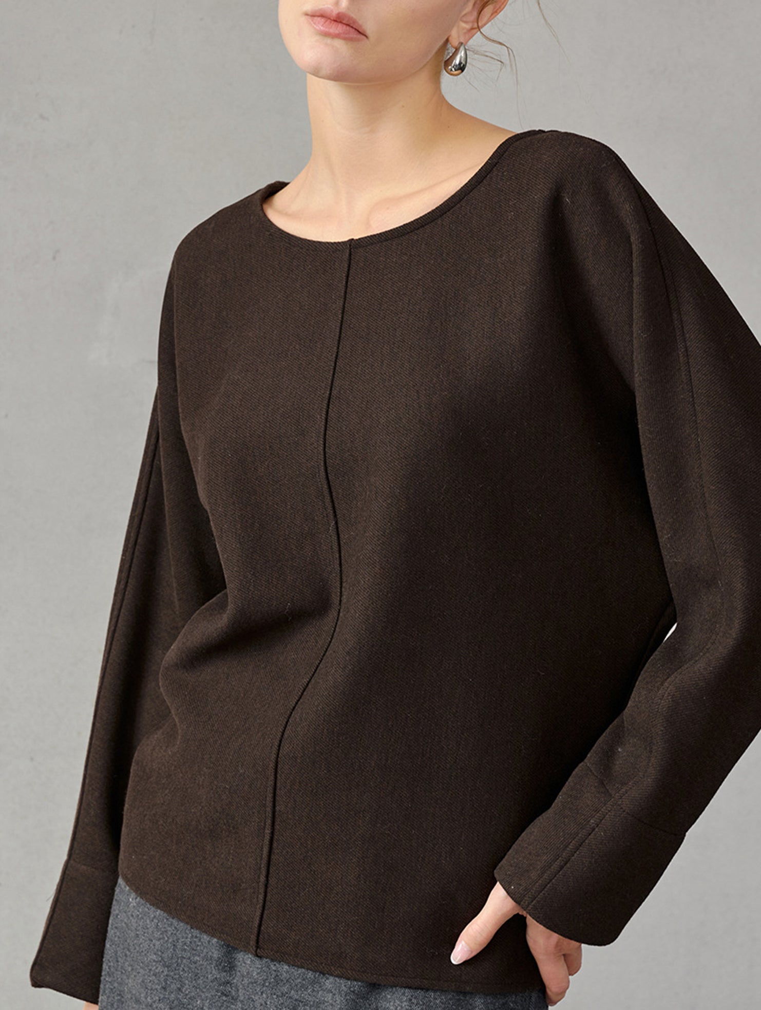 Crew Neck Loose Fit Long Sleeve Sweatshirt_CWTTL01215