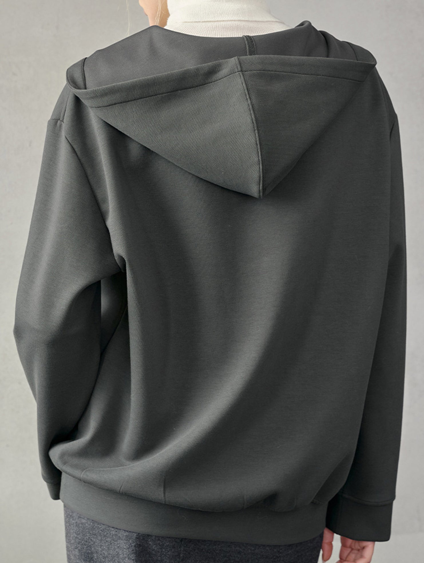 Linen Blend V Neck Hooded Pullover Top_CWTTL01216