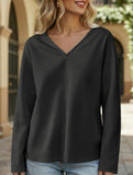 V Neck Reversible Loose Fit Sweatshirt_CWTTL01217