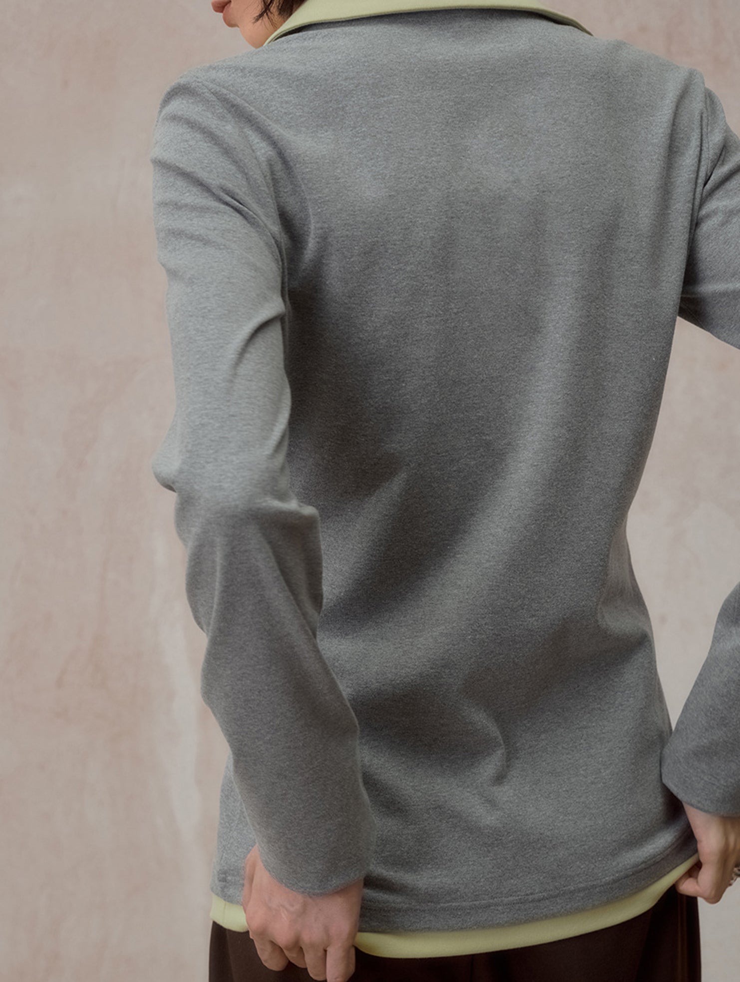 Color Block Faux Two Piece Polo Tee_CWTTL01218