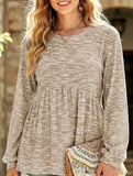 Tie Dye Ruffle Hem Lantern Sleeve Tee_CWTTL01223