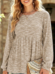 Tie Dye Ruffle Hem Lantern Sleeve Tee_CWTTL01223