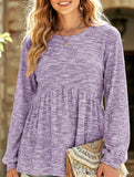 Tie Dye Ruffle Hem Lantern Sleeve Tee_CWTTL01223