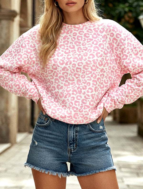 Printed Long Sleeve Crew Neck Sweatshirt_CWTTL01225