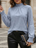 Jacquard Crew Neck Long Sleeve Tee_CWTTL01230