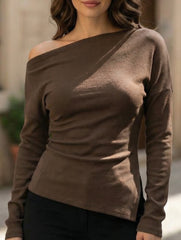 Slim Fit Asymmetrical Long Sleeve Base Tee