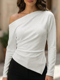 Slim Fit Asymmetrical Long Sleeve Base Tee